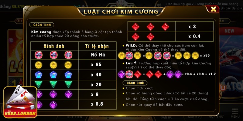 Luật chơi kim cương tại go88 dễ hiểu cho mọi thành viên